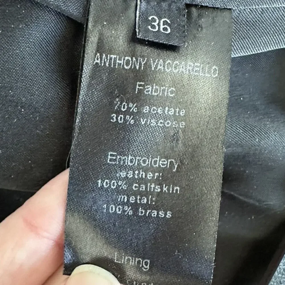 Anthony Vaccarello Hardcore Spike White Midi Coat size FR 36 Black Leather Belt